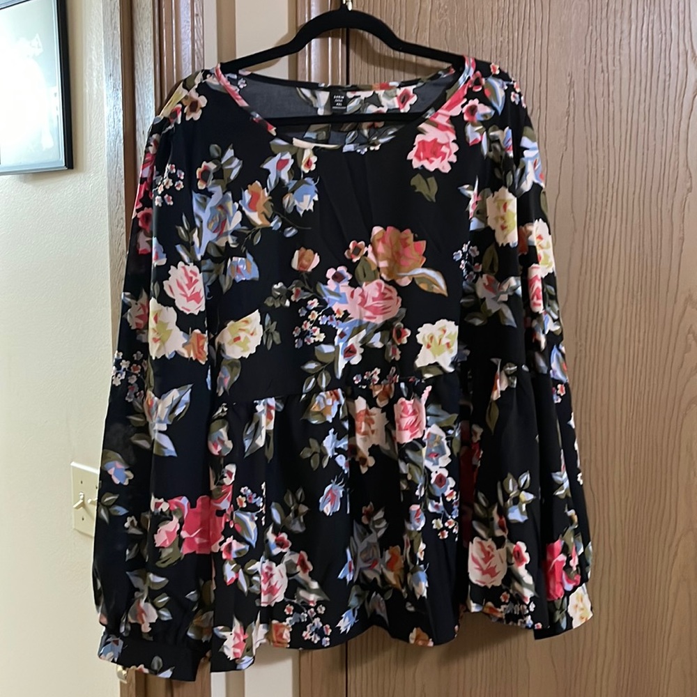 SHEIN plus size floral polyester baby tunic blouse